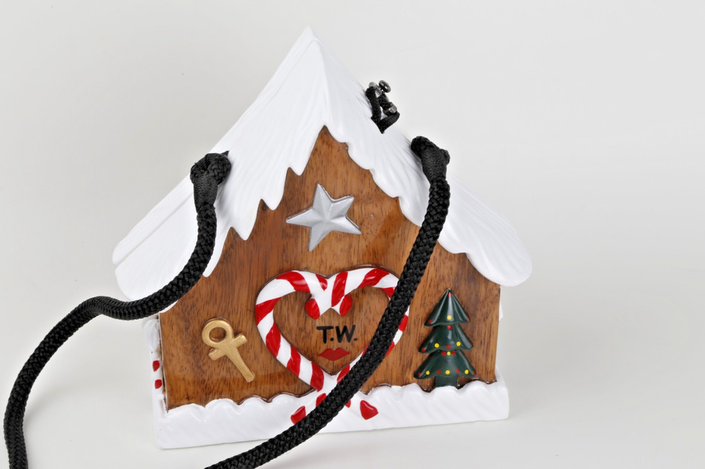 Timmy Woods Beverly Hills Handmade Wooden Gingerbread House Crossbody Bag Rare